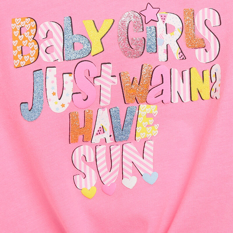 Girls Medium Pink Printed Short Sleeve T-shirt image number 2